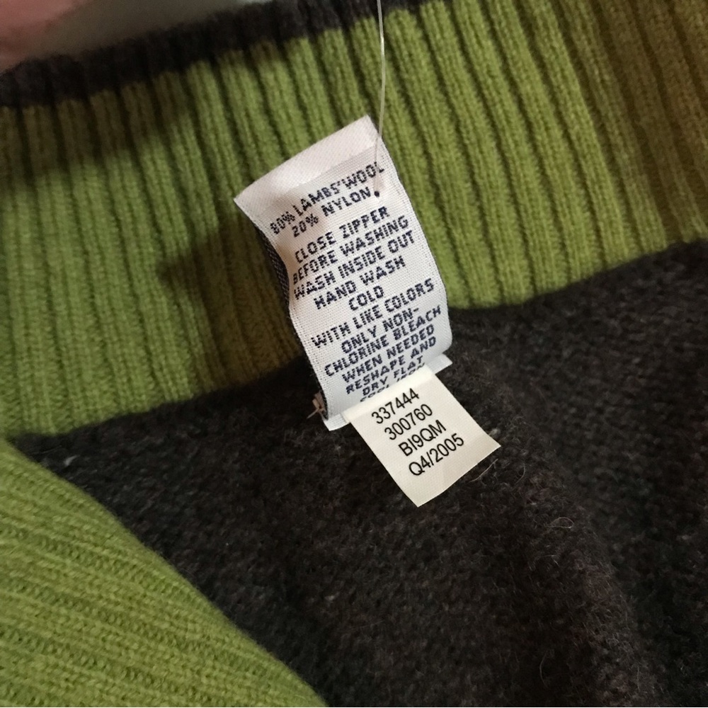 NEW Mens Size Large Gap 3/4 Zip Dark Gray and Green Lambswool Sweater - Picture 6 of 8